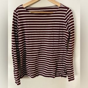 Boden Long Sleeve Breton, Burgundy/White stripe, US Size 10